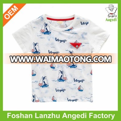 customized made soft baby's s/s o-neck knitted t shirt with all over print